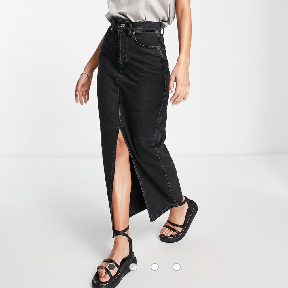 ASOS 90s maxi denim washed skirt - front slit